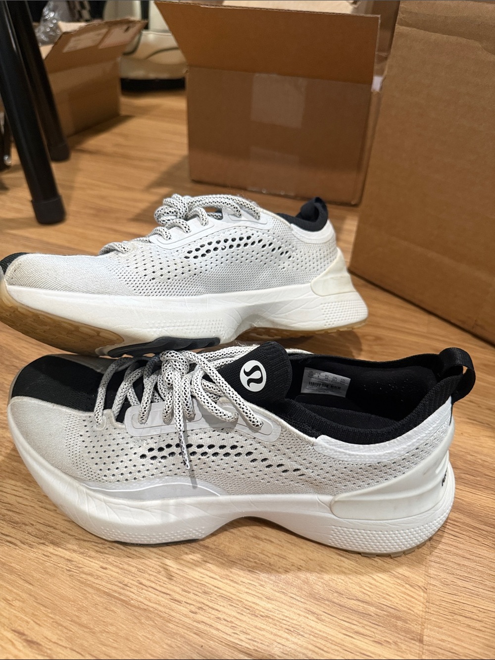 lululemon athletica White and Black Knit Training Sneakers